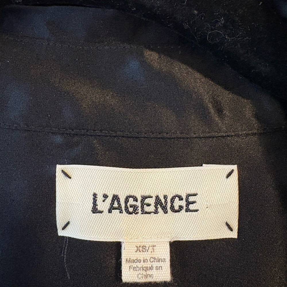 L'AGENCE Dani Black 100% Silk Shirt elegant career office luxury - Picture 4 of 6